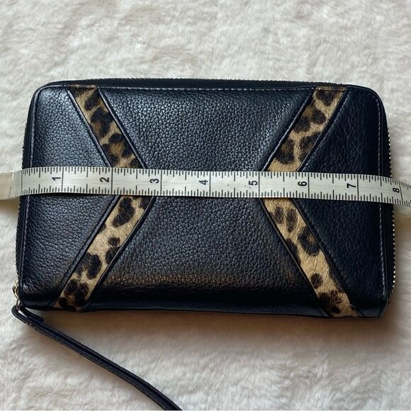 Silpada Zip Around Wristlet Black Leather With Cow Fur Accent - Picture 13 of 15